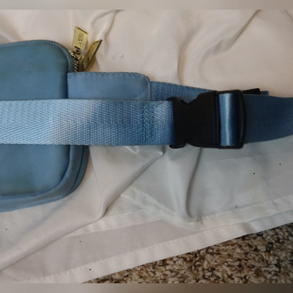 ZORFIN Powder Blue Fanny Pack Women's Fashion Waist Belt Bag 4 Zipper Pockets